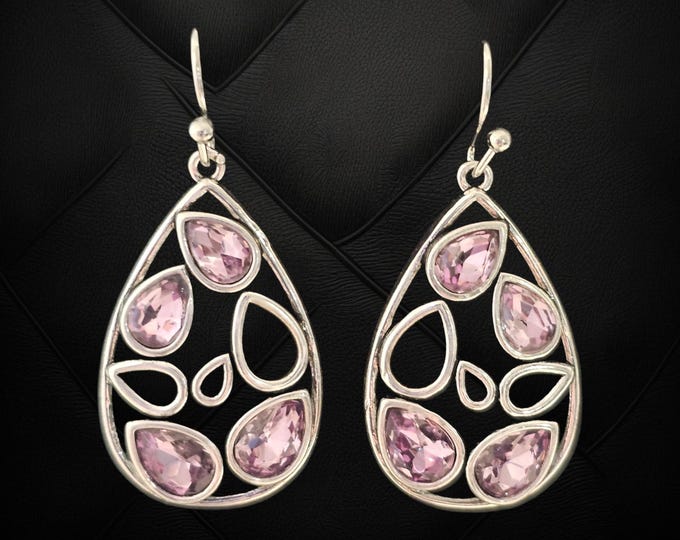 Handmade Silver Amethyst Teardrop Earrings – Purple Stone Dangle Earrings