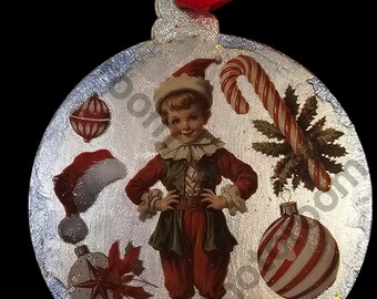 Handmade Christmas Ornament: Bull Dog and Elf