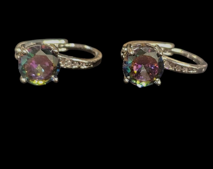 Handmade Mystic Topaz 925 Silver Lever Back Earring