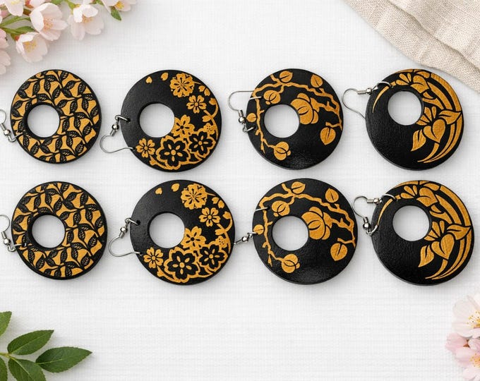 Cherry Blossom Wood Earrings | Handmade Wooden Earrings | Choose Your Pair