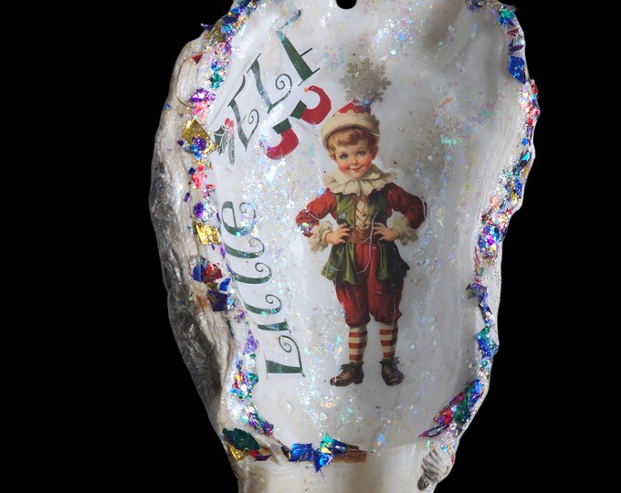 Holiday Elf Christmas Ornament: One-Of-A-Kind Shell Home Decor