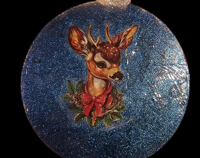 Handmade Bambi Reindeer Acrylic Christmas Ornament: One-Of-A-Kind Holiday Decor, Candle