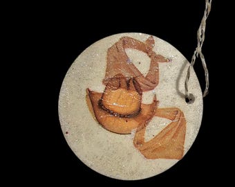 Handmade Wood Christmas Ornament: Western Cowboy Hat