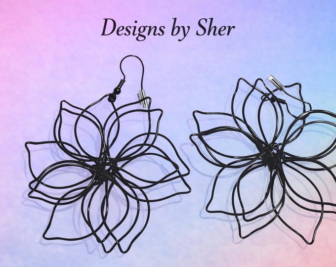 Black Wire Flower Earrings – Modern  Statement Jewelry