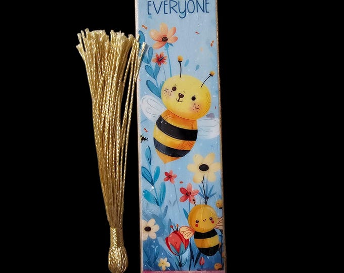 Handmade Bee Handmade Wood Bookmark: One-Of-A-Kind Wooden Page Marker with Tassel