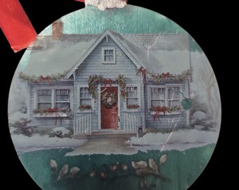 Handmade Christmas Ornament: Poinsettia Winter Home