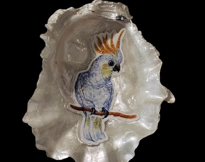 Handmade Cockatoo Shell Art Dish: One-Of-A-Kind Coastal Home Decor