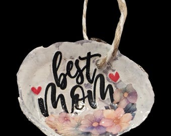 Handmade Shell Car Charm: Best Mom Car Hanger
