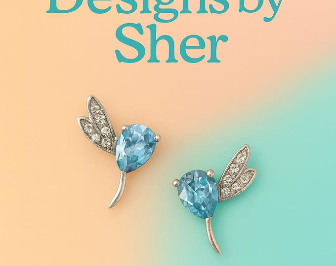 Butterfly Studs | Handmade Synthetic Blue Topaz Post Back