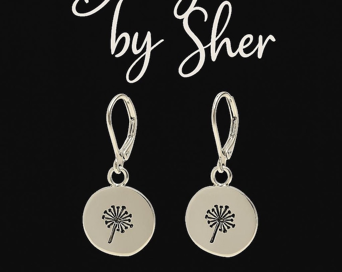 Handmade 925 Silver Dandelion Puff Drop Earrings