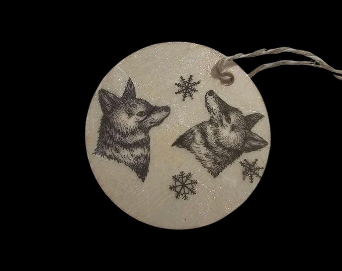 Handmade Coyote Christmas Ornament: One-Of-A-Kind Wooden Ornament