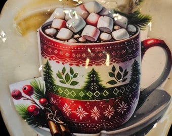 Shell Christmas Ornament Hot Chocolate with Marshmallows: Handmade