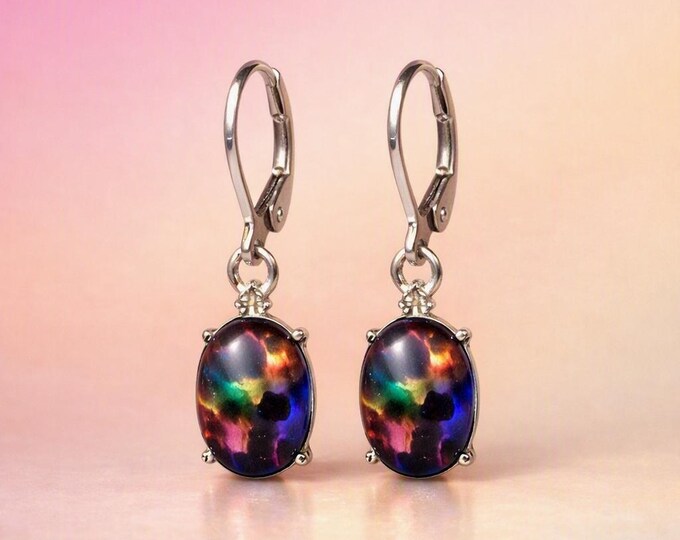 Nebula Opal Dangle Earrings | Silver Dangles by Designs by Sher