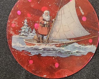 Handmade Christmas Ornament: Santa Clause on Sail Boat