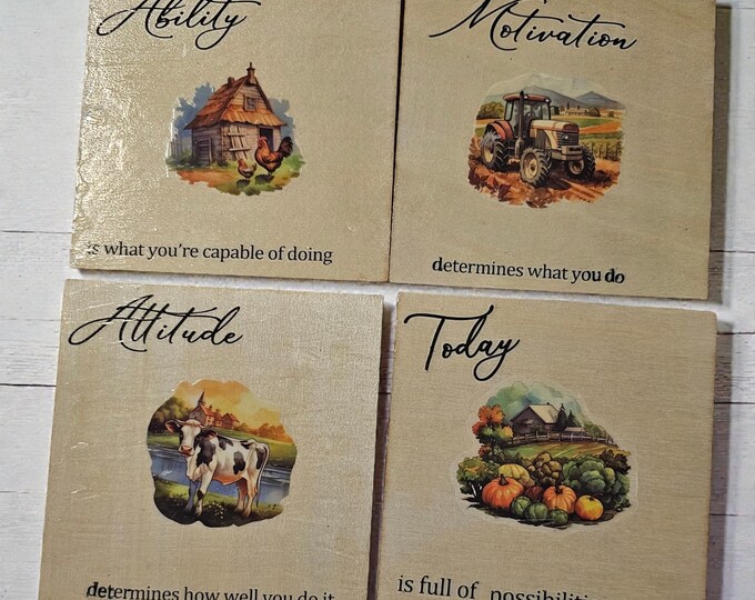 Handmade Farm Wood Coasters: One-Of-A-Kind Wooden Coasters, Countryside