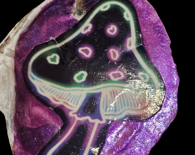 Handmade Mushroom Shell Car Charm: One-Of-A-Kind Rear View Car Mirror Hanger