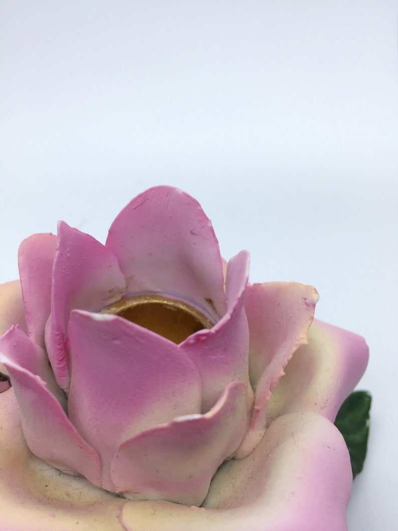 Antique Capodimonte Pink Rose Candle Holder Porcelain Etsy