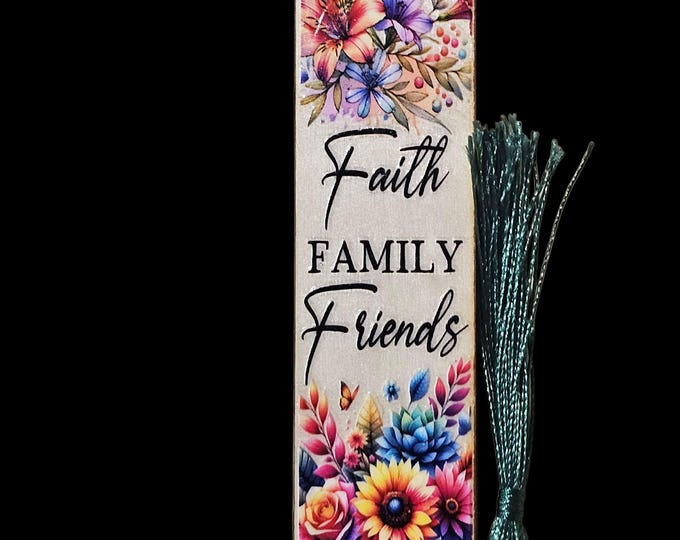 Handmade Christian Wood Bookmark: One-Of-A-Kind Wooden Parge Marker with Purple Tassel, Mark 5 36