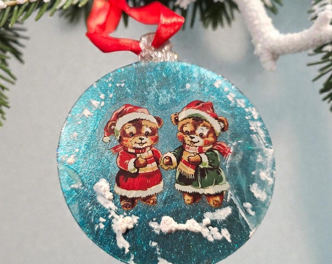 Handmade Santa's Sleigh Christmas Ornament: One-Of-A-Kind Page Marker, Santa Puppy Dogs, One-Of-A-Kind