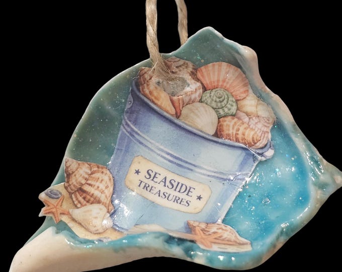 Handmade Seaside Shell Car Charm: One-Of-A-Kind Rear View Car Mirror Hanger, Ocean, Seashore, Sea