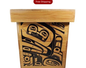 Vintage Haida Gwaii Native Richard Krentz Cedar Wood Storage Trinket Box @Everything Vintage