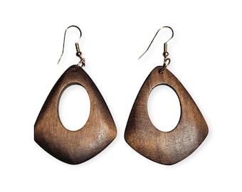 Wood Earrings: Wooden Dangle Earrings