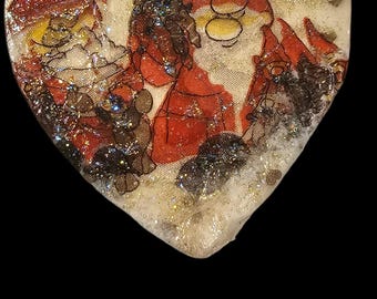 Handmade Glitter Wood Christmas Ornament, Santa's Elves