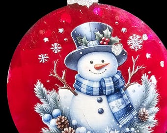 Handmade Christmas Ornament: Snowman and Winter Home