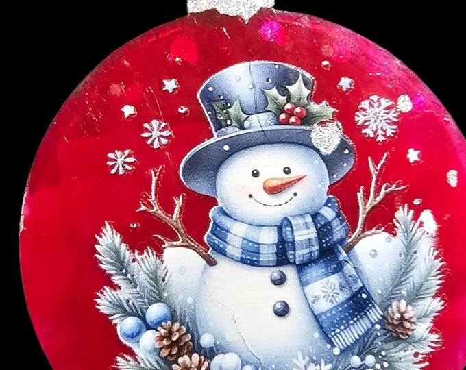 Handmade Snowman Acrylic Christmas Ornament: One-Of-A-Kind Holiday Decor