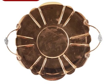 Vintage Copper Plate Double Handles Silver Accent Handles Copper Tray @Everything Vintage
