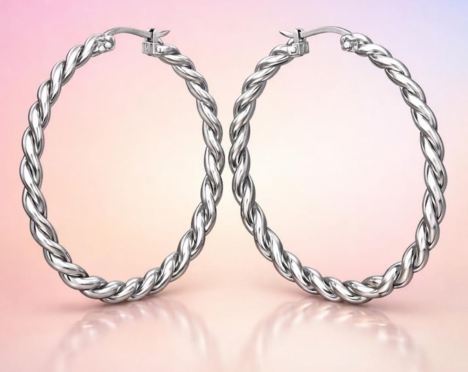 Twisted Silver Hoop Earrings | Intertwined Hoops
