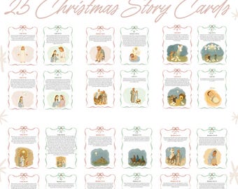 Tarjetas con historias navideñas: Un devocional familiar y un conjunto de actividades en PDF | Escritura, debate, oración y actividad con adornos (Adviento, Natividad)