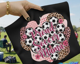 Leopard Plaid Soccer Mama PNG: Floral Soccer Ball Design (Digital Download)