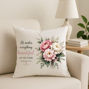 Scripture Pillow Faith Home Decor Floral Pillowcase Bible Verse Decor Peony Pillow Cottage Pillow Farmhouse Decor Prayer Room Decor