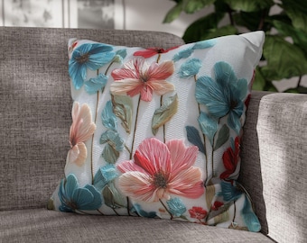 Funda de almohada cuadrada con estampado floral vintage/funda de cojín decorativa