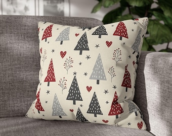 Christmas Tree Pillowcase - Farmhouse Holiday Throw Cushion