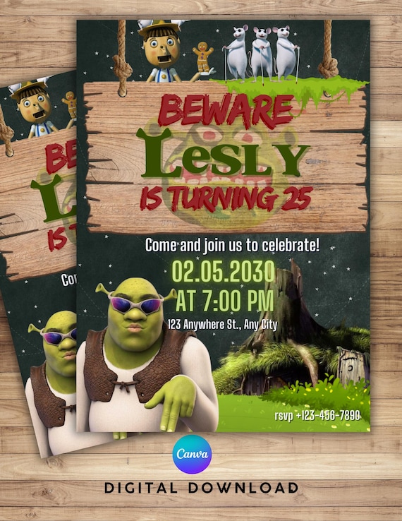 Shrek Meme Editable Birthday Invitation - Template Printable Party Invitation - Digital Invite Download