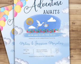 Up Theme Baby Shower - Template Printable Party Invitation - Baby Shower Digital Invite - Disney Up Inspired Theme