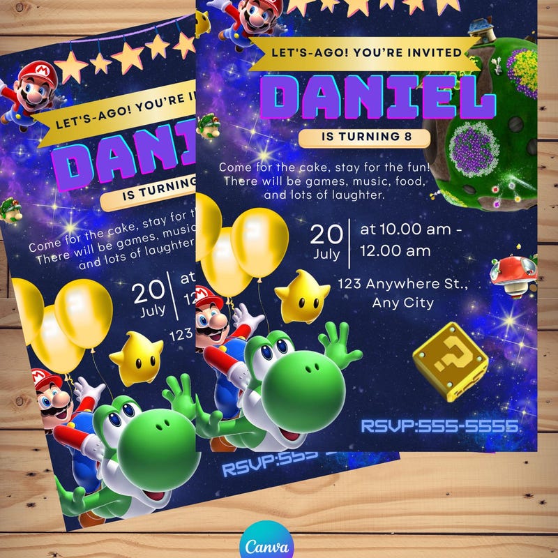 Mario Invitations - Etsy