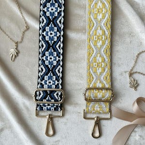 Boho Woven Bag Straps – Adjustable Crossbody Purse Strap Replacement | Geometric & Neutral Strap