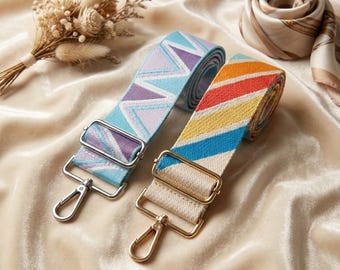 Bag Strap Replacement | Adjustable Crossbody Strap with Swivel Clips | Colorful Woven Handbag Strap