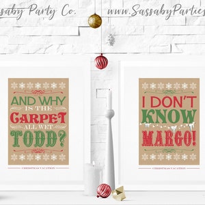 Set di poster natalizi di Todd & Margo - Ispirato alle vacanze di Natale - DOWNLOAD IMMEDIATO - Carta Kraft marrone, stampabile, cartello, decorazione per feste di Natale