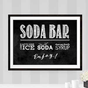 Soda Bar Poster - INSTANT DOWNLOAD - Printable Party Sign, Food Stand, Movie Night, Decorations, Wall Art, Decor, Wedding, Halloween