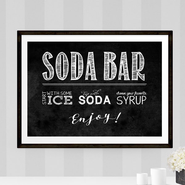 Soda Bar Poster - INSTANT DOWNLOAD - Printable Party Sign, Food Stand, Movie Night, Decorations, Wall Art, Decor, Wedding, Halloween