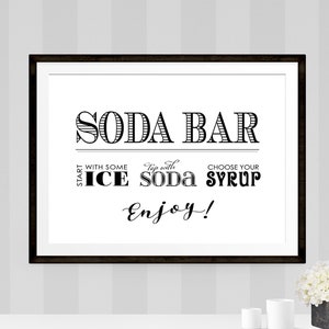 Soda Bar Poster - INSTANT DOWNLOAD - Printable Party Sign, Food Stand, Movie Night, Decorations, Wall Art, Decor, Wedding, Halloween