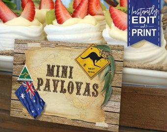 Etichette per feste australiane - DOWNLOAD IMMEDIATO - Decorazioni modificabili e stampabili, etichette per alimenti, canguro, outback, australiano, modifica stampa, estate