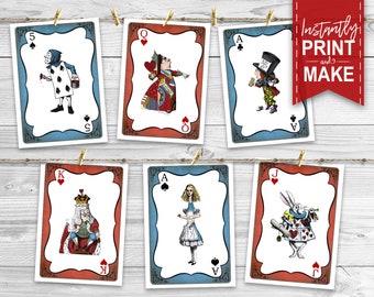 Alice in Wonderland Giant Cards - INSTANT DOWNLOAD - Printable Birthday, Baby Shower, Party Decoration, White Rabbit, Decor, Queen of Hearts