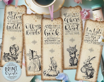 Marcadores de página de Alice no País das Maravilhas - DOWNLOAD INSTANTÂNEO - Imprimíveis, Diário de Junk, Diário, Scrapbooking, Colagem, Rainha de Copas