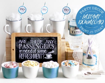 Polar Express Hot Chocolate Pack - INSTANT DOWNLOAD - Edit & Print, Birthday, Christmas Party Decorations, Decor, Poster, Refreshments Sign
