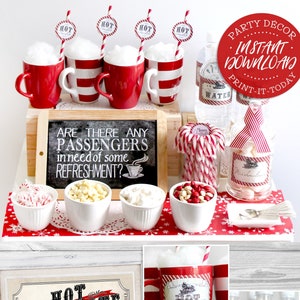 Polar Express Hot Chocolate Pack - INSTANT DOWNLOAD - Edit & Print, Birthday, Christmas Party Decorations, Decor, Sign, Poster, Refreshments